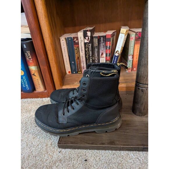 Dr. Martens Combs Poly Casual Boots Men's Black / Yellow Shoes COMBS -AW004 SZ 9 - Picture 4 of 5